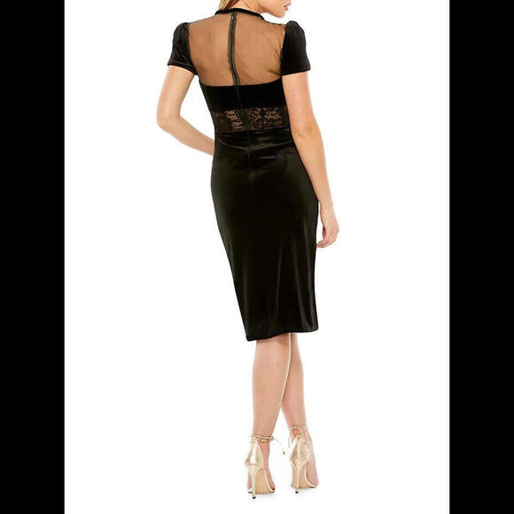 NEW Mac Duggal Lace-Embellished Bustier Midi-Dress in Black Sz 12 #D7804 - Picture 3 of 7